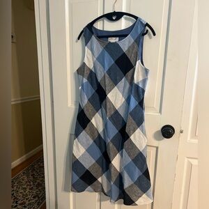 Jessica Howard Dress Blue Plaid Size 10 Sheath Midi Work Casual Vintage Mod